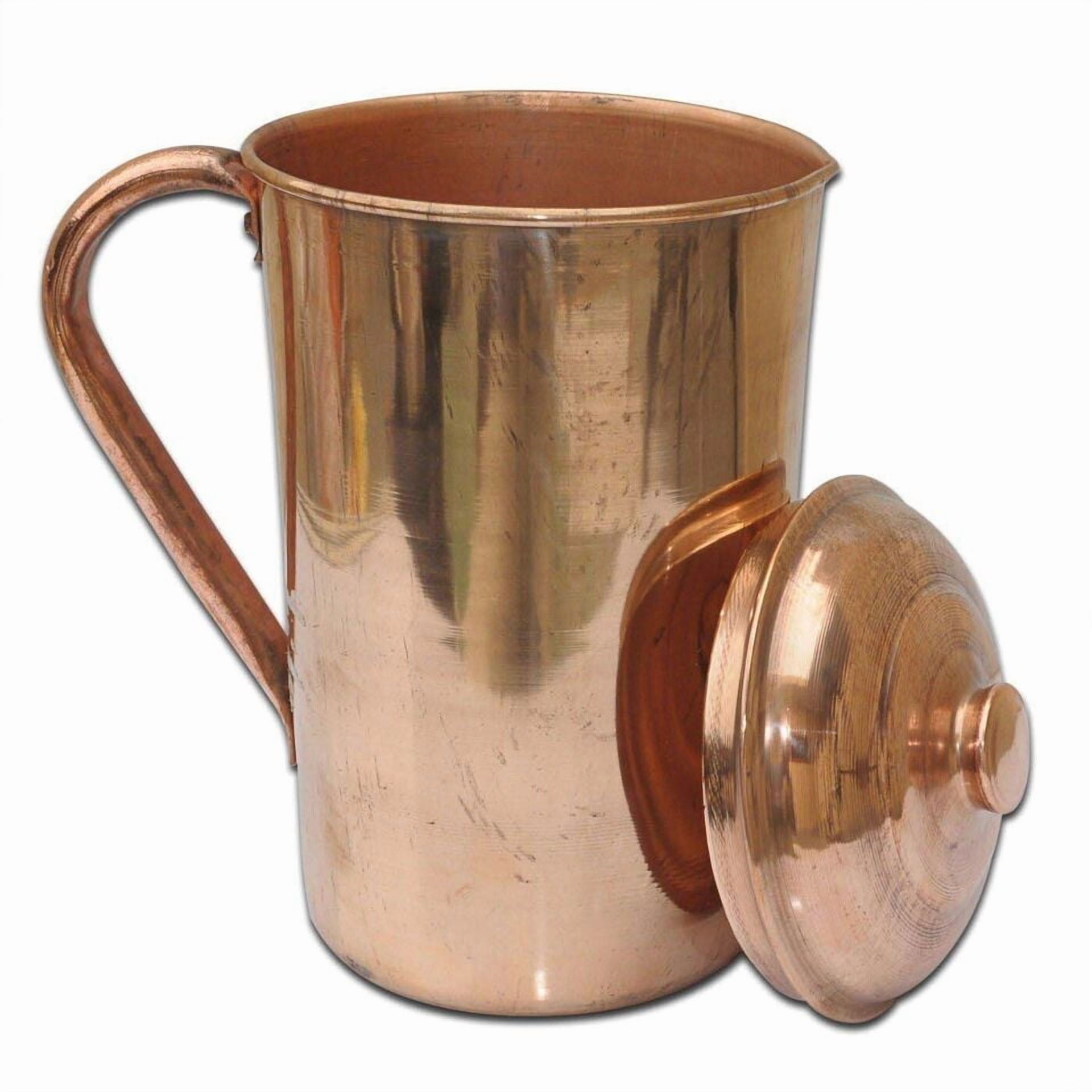 100% Pure Copper 1.5 Liter Pitcher With Ayurvedic Health Benifuts Water Jug Free 1 Tougue Cleaner