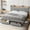 Light Grey, variant on Full Size Bed Frame with Storage Headboard, Wooden Full Bed Frame with Charging Station, Metal Platform BedFrame with Large Drawers, No Box Spring Needed, Easy Assembly, Beige