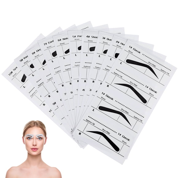 Frcolor 10 plantillas adhesivas para cejas, ideales para dar forma y definir las cejas. Herramientas de belleza y maquillaje DIY.