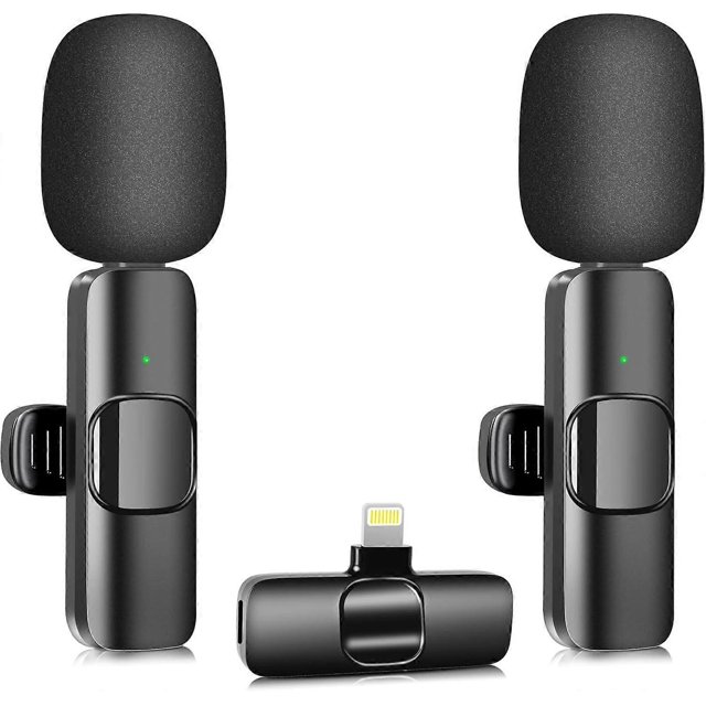 Wireless Lavalier Microphone, 2 Mini Microphones and Receiver, Wireless Lavalier Microphone for Video Recording/Live Streaming