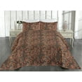 thumbnail image 2 of Ambesonne Vintage Quilted Bedspread Set 3 Pcs, Flora Repeating Flowers Art, Queen, Dark Rosewood and Brown, 2 of 4