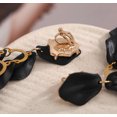 thumbnail image 3 of Clip on 3 3/4" Xlong gold and black layered petal dangle earrings, 3 of 4