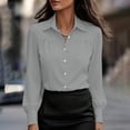 thumbnail image 4 of Aezemi Women Button down Office Blouses Collared Long Sleeve Dressy Fashion Work Casual Shirts Womens Fall Spring Business Casual Trendy Tops L, 4 of 6