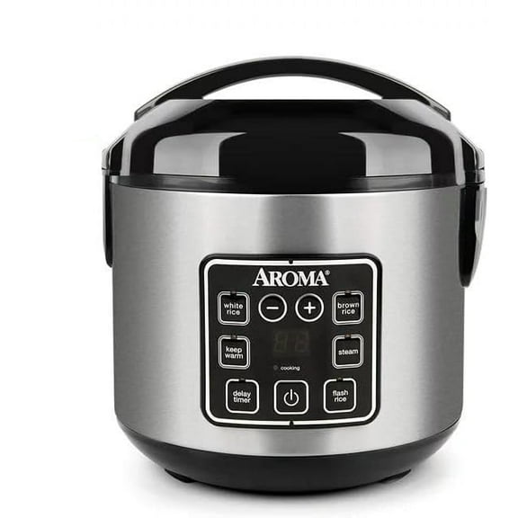 Restored Aroma 8-Cup (Cooked) Rice & Grain Cooker, Steamer, New Bonded Granite Coating (Refurbished)