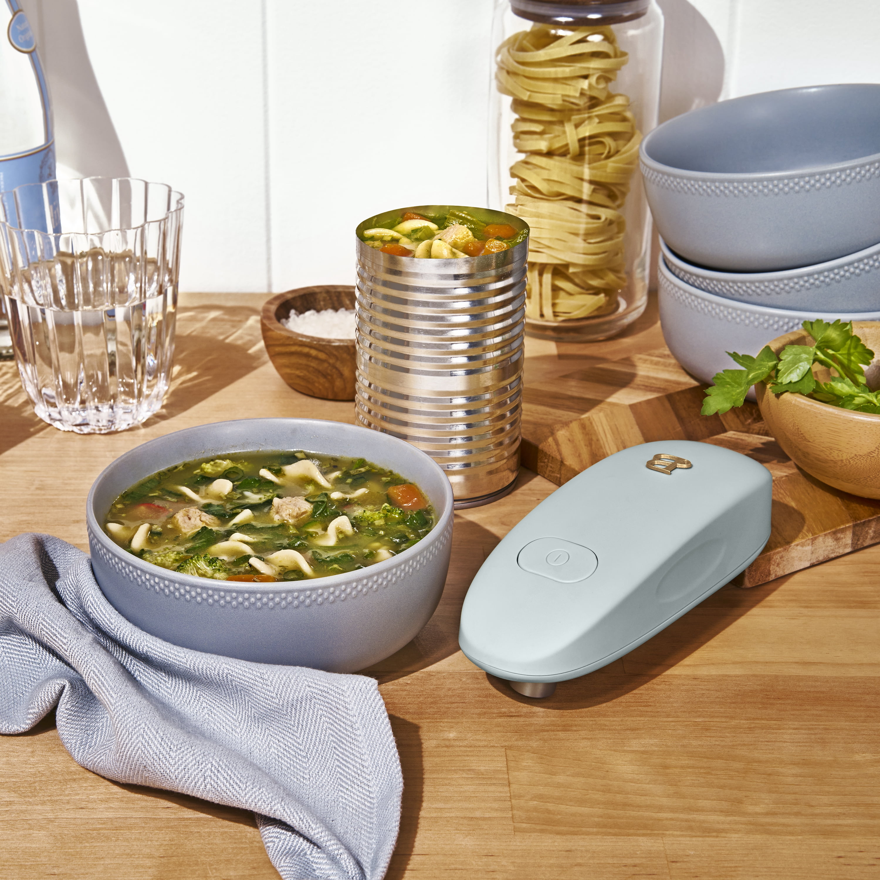 Beautiful Hands-Free Automatic Battery Powered Electric Can Opener, Hydrangea by Drew Barrymore