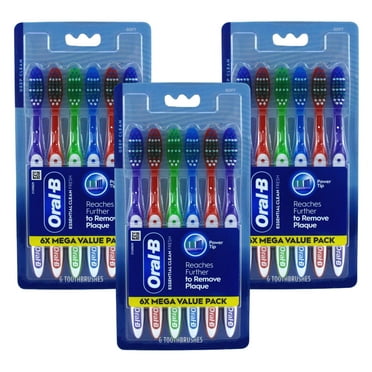 Oral-B Toothbrush Essential Clean Fresh Soft 6 Pack (Pack of 3)