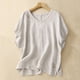 thumbnail image 1 of Fiudx Camisas de Mujer Blusas Camiseras de Manga Corta con Botones y Cuello de Lino y Algodón de Color Liso para Mujer, 1 of 7