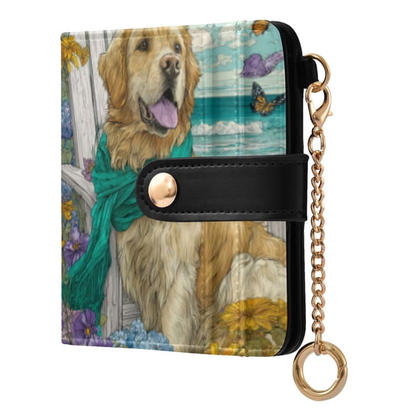 Qxltty Golden Retrieverss Ladies Wallet Rfid Slim Thin Compact Credit Card Women Wallet Zipper Coin Pocket and ID Window for Female Gifts