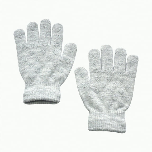UngA Kids Winter Gloves Knit Warm Stretch Gripper Children Magic Glove for Boys Girls (Light Gray,6-11 Years)