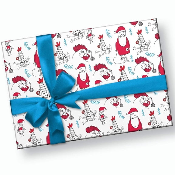 Rooster Christmas Wrapping Paper