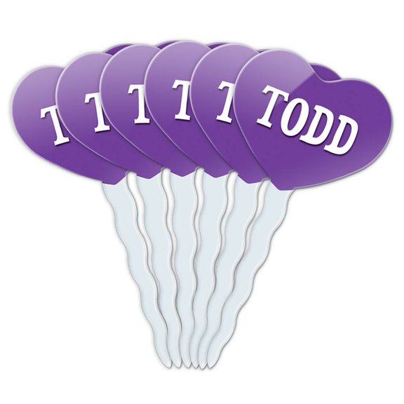 Todd Heart Love Cupcake Picks Toppers - Set of 6