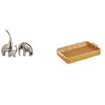 thumbnail image 1 of Conjunto de figuras de de cerámica y cesta de frutas tejida. Escultura decorativa de animal y cuenco para servir aperitivos para estanterías, 1 of 8