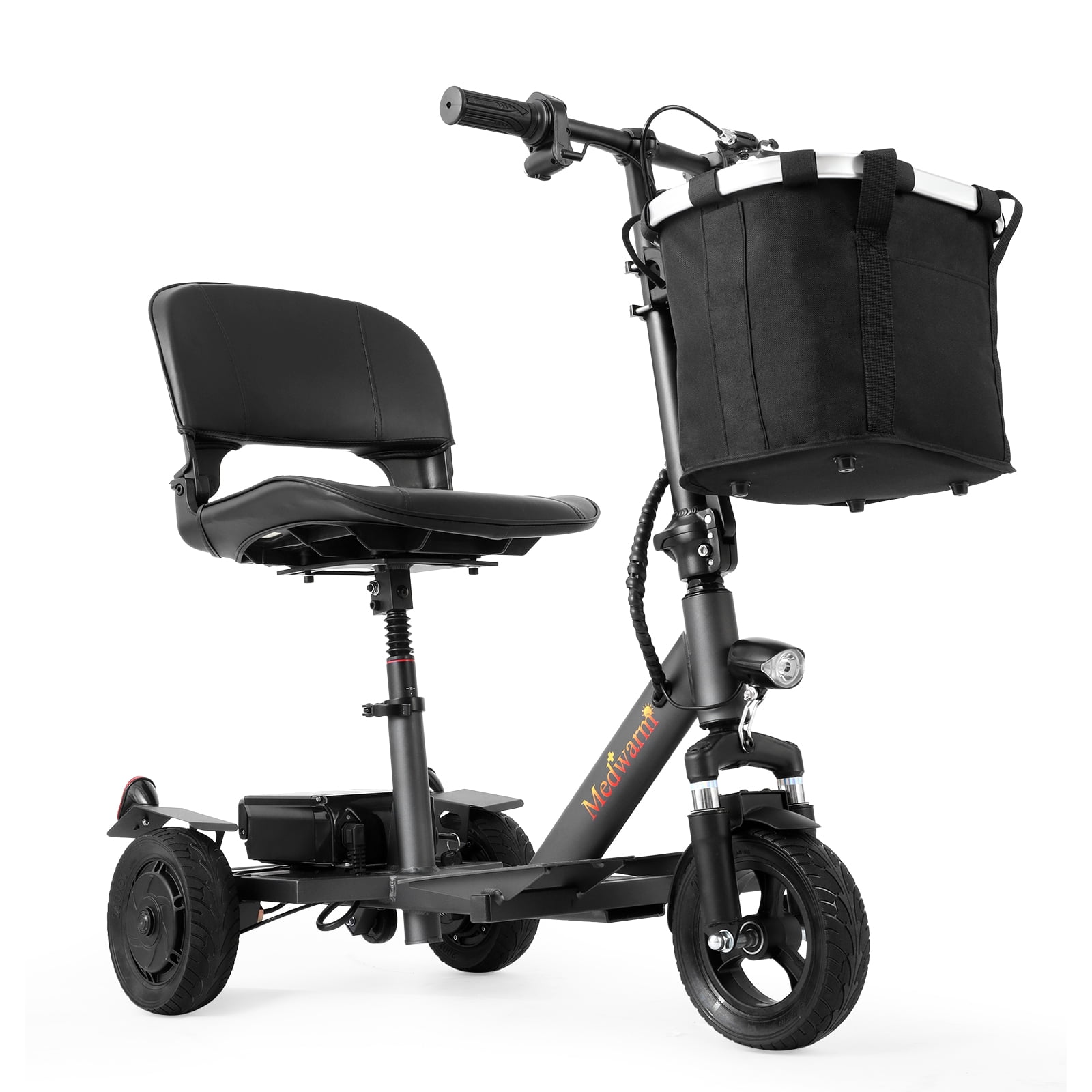 Medwarm 3 Wheel Folding and Compact Mobility Scooter for Seniors, Gift for Elderly, Weights only 46lb, 220lb Lord, Black