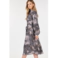 thumbnail image 4 of Long Sleeve Pleated Snake Skin Print Midi Dress, 4 of 5