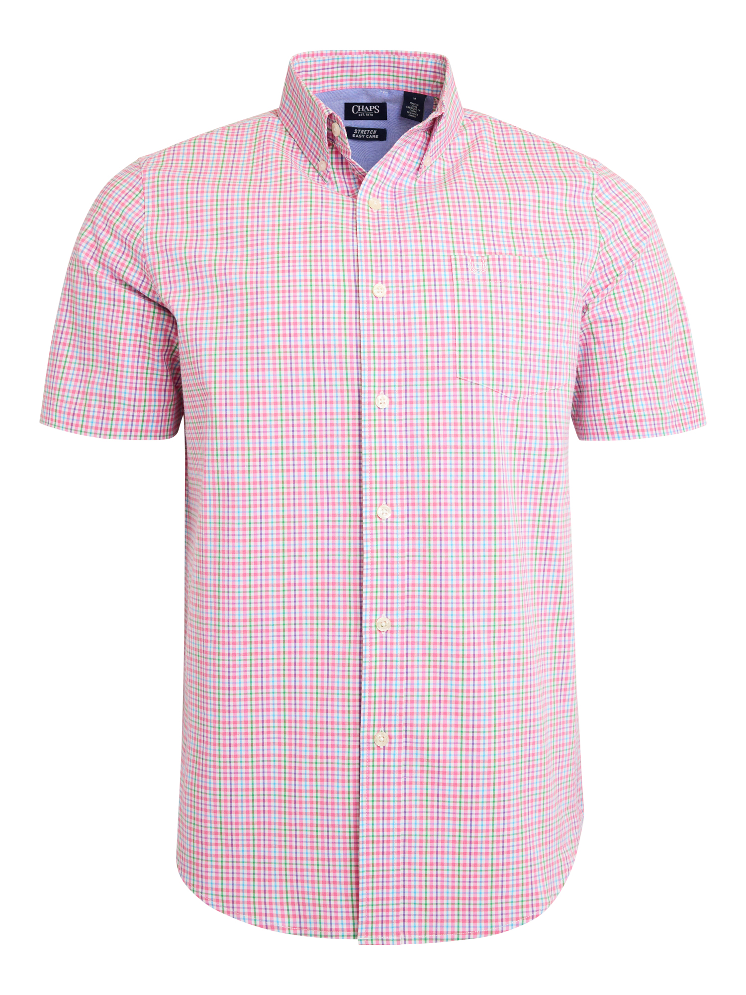 Chaps Men's & Big Men's Short Sleeve Easy Care Stretch Poplin Shirt, Sizes S-3XL