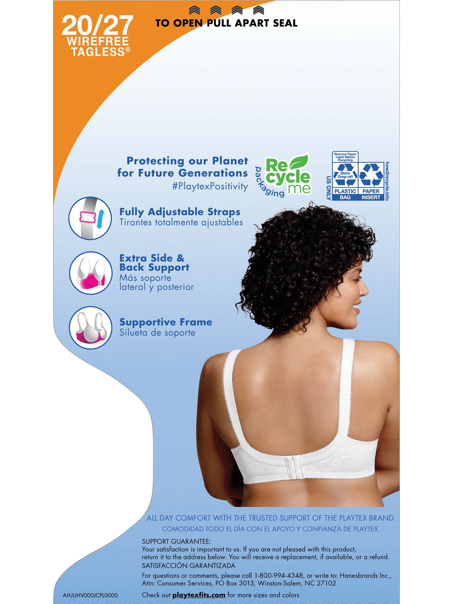 Playtex 18 Hour Sensational Support Wireless Full-Coverage Bra for Full  Figures White 44DDD Women's 