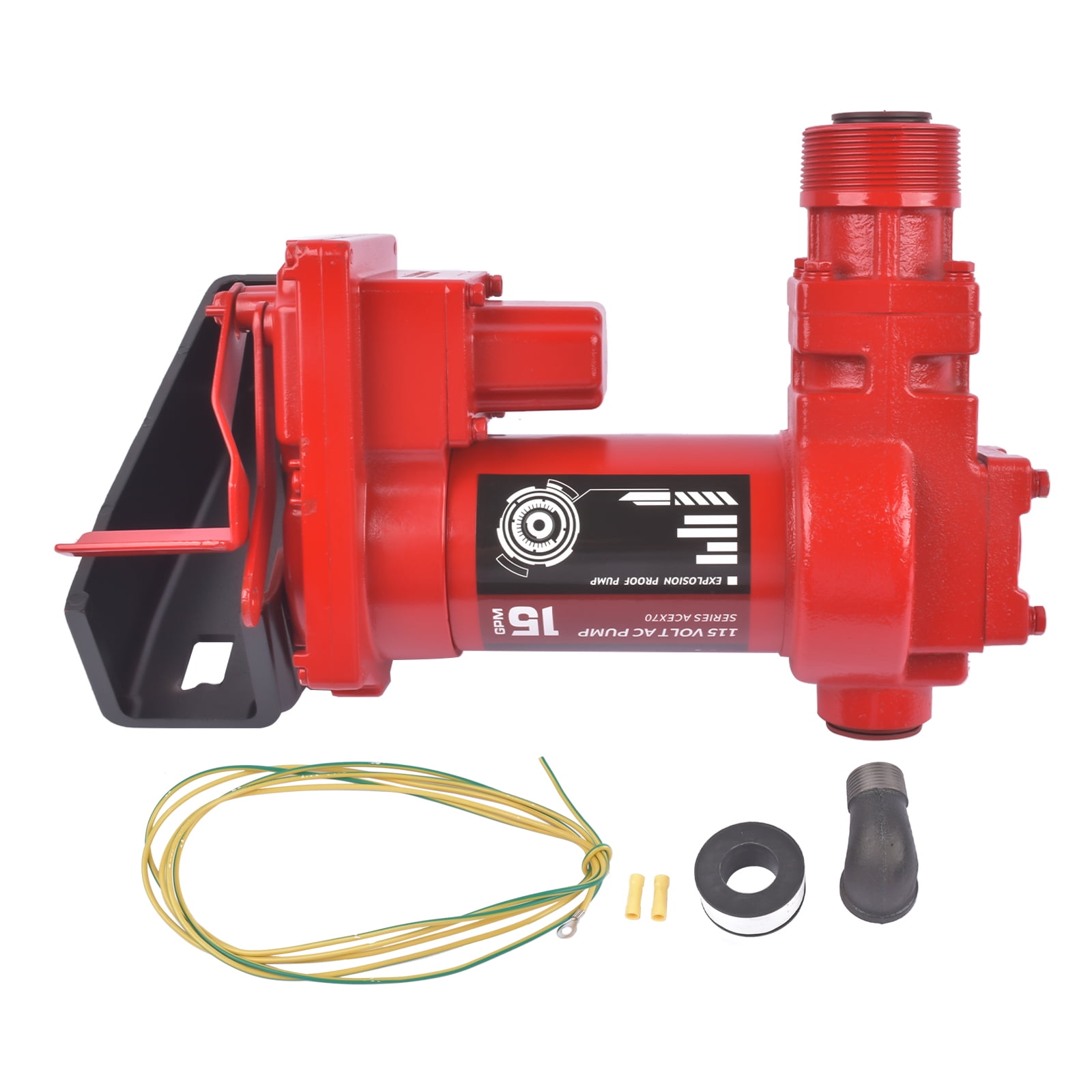 Mustrod Heavy Duty Fuel Transfer Pump 115V 15GPM for Gas Gasoline Kerosene Diesel Truck Tractor Red