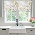 thumbnail image 5 of Gold White Marble Tie Up Curtain 63 Inches Long, Abstract Cracked Stone Texture Contemporary Balloon Style Kitchen Window Curtain Over Sink, Small Window Rod Pocket Curtain 46"x63", 5 of 9