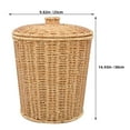 thumbnail image 2 of OUNONA Imitation  Wicker Trash Can with Lid Woven Waste Basket for Bathroom Office Bedroom Small Garbage Bin with Lid Stylish Trash Can for Home and Kitchen, 2 of 7