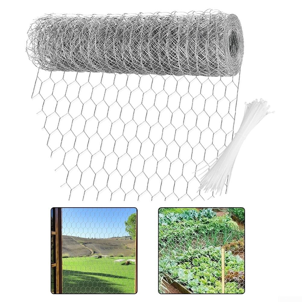 Chicken Wire Mesh,Poultry Wire Netting,1" Hole Size Hexagonal Galvanized Chicken Wire Mesh Fencing,Outdoor Anti-Rust Garden Animal Barrier Fence for Chicken Coop Barrier Rabbit Cage(13.7"×118")