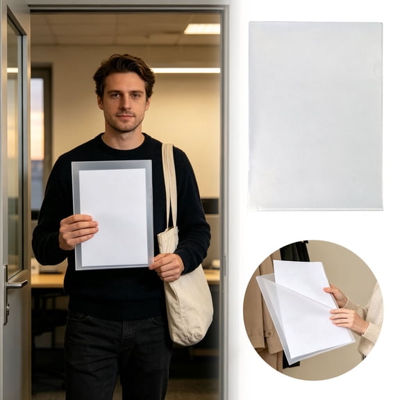 Reusable Transparent Document Folder with Smart Side Design Clear File Folders Project Pockets for Protecting Storing File Paper Sleeve Protector Suitable for Schools Office Home