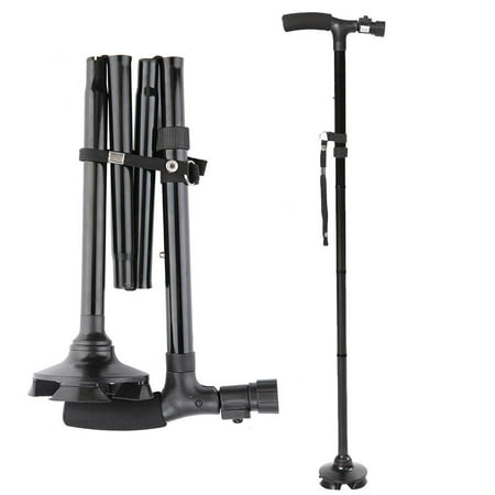 Foldable Walking Cane - WALFRONT LED Magic Cane Walking Stick Foldable Safety Walking Stick Adjustable Height Magic Cane for Elderly