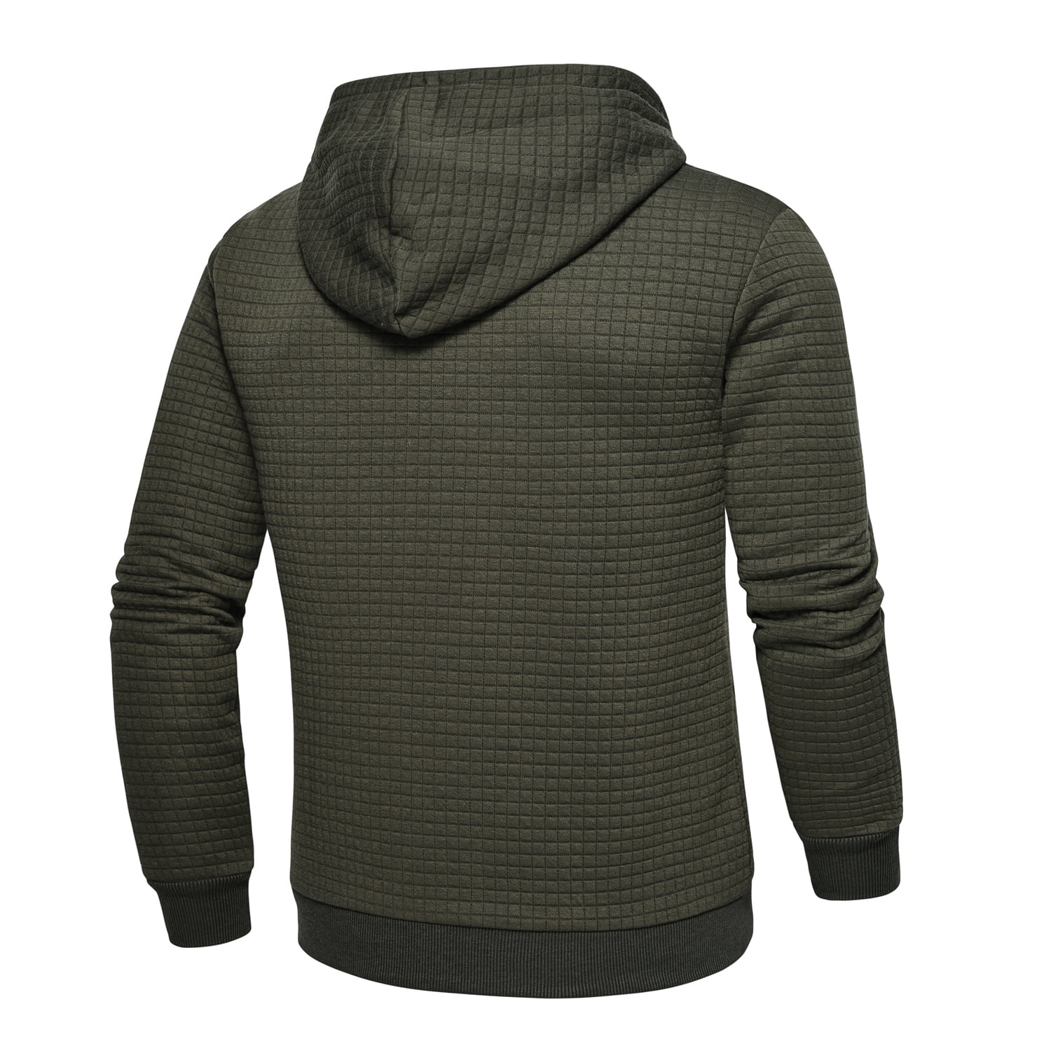 QPNGRP Men's Full-Zip Hoodie Lightweight Hoodie Sweatshirt Jacket Solid Hooded with Kanga Pocket Armygreen M