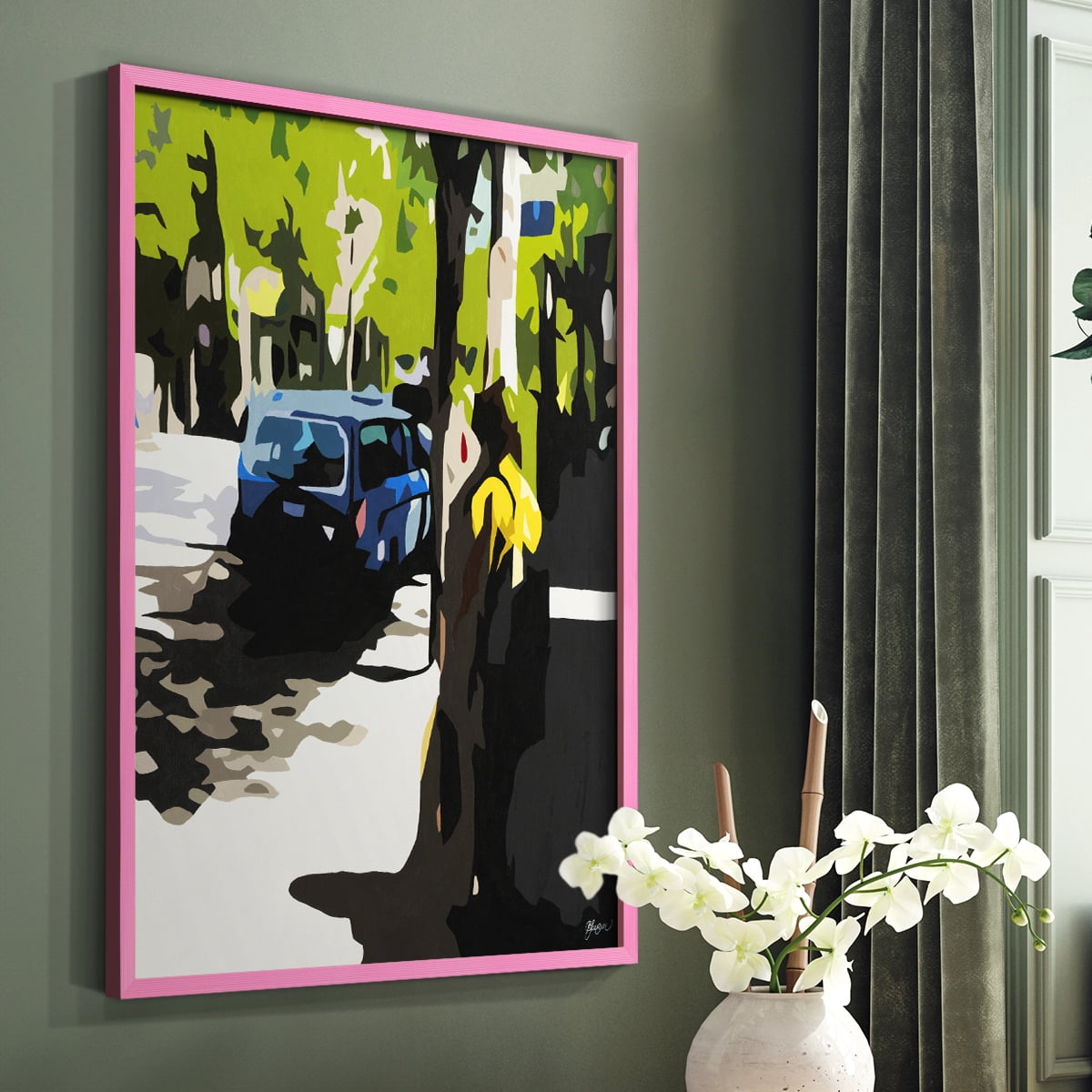 A Volvo in Ballard in Paper Solid Wood 11 x 14 Framed Print