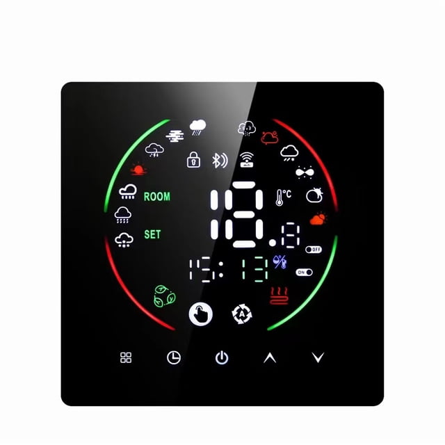 Mistaha Smart Thermostat with NTC Sensor, WiFi Control, Child Lock, Memory Function, Manual/Auto Mode, Programmable Panel, Temperature Control, Black/White, 3A Water Heating, AC90-240V, ABS Material,