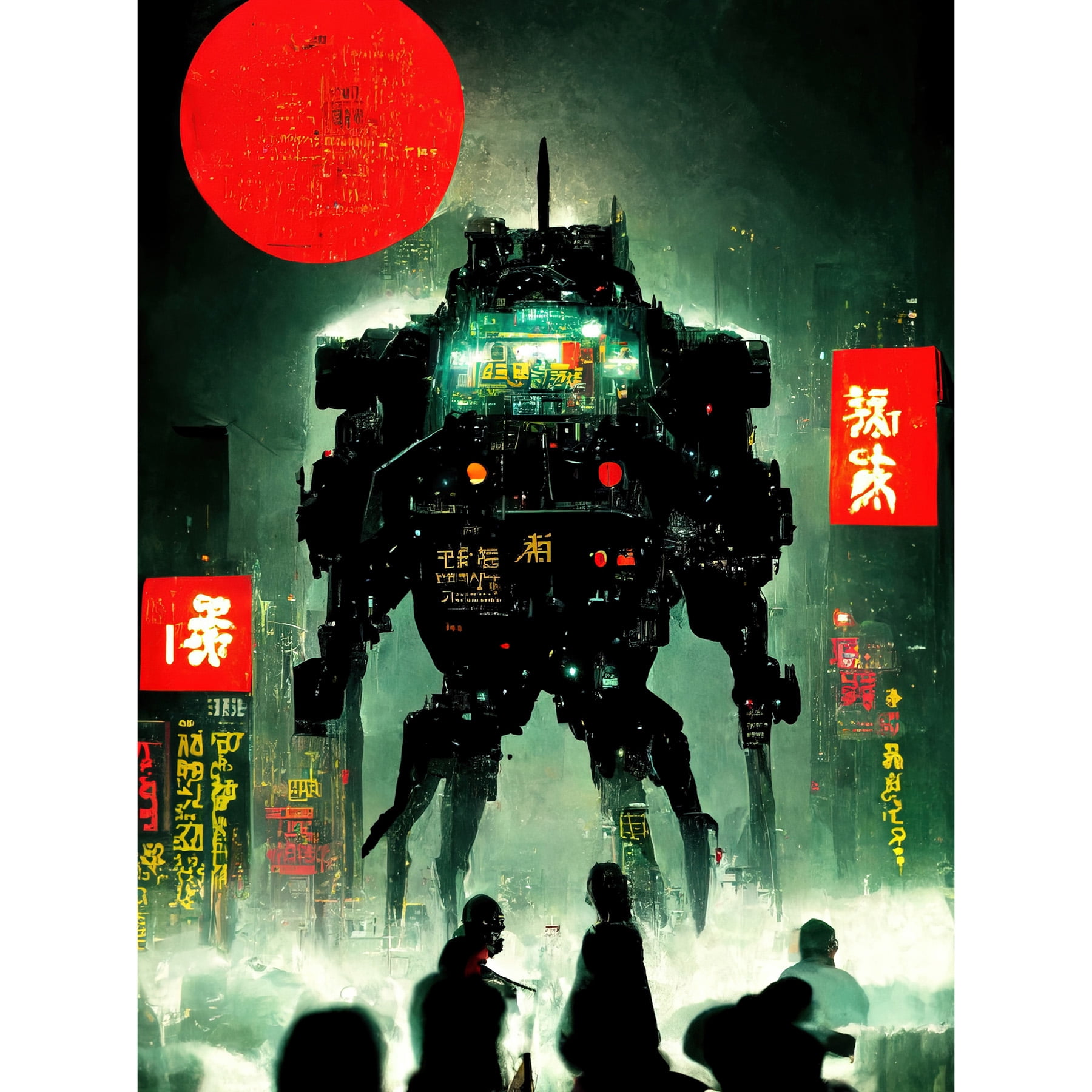 Rise Of Machines Mecha Japanese Style Illustration Sci-Fi Unframed Wall ...