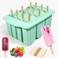 thumbnail image 2 of Moldes de silicona para paletas de 12 cavidades con palitos de madera, sin BPA, para hacer helados caseros, accesorios de cocina de verano., 2 of 8
