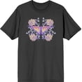thumbnail image 3 of Vintage Floral Gradient Butterfly Adult Charcoal Crew Neck Short Sleeve Tee-XL, 3 of 4
