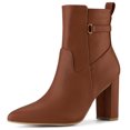 thumbnail image 1 of Unique Bargains Bottines à Talons Hauts pour Femmes avec Décor de Sangle et Bout Pointu, 1 of 6
