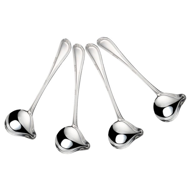 Hytrove 4Ud Cucharones Pequeños De Acero Inoxidable Para Salsas Con Mango Ergonómico Plateado