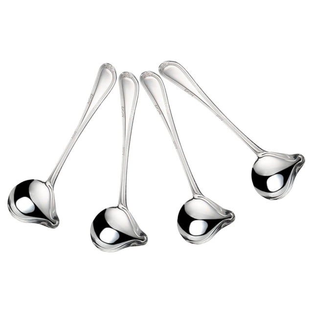 Hytrove 4Ud Cucharones Pequeños De Acero Inoxidable Para Salsas Con Mango Ergonómico Plateado