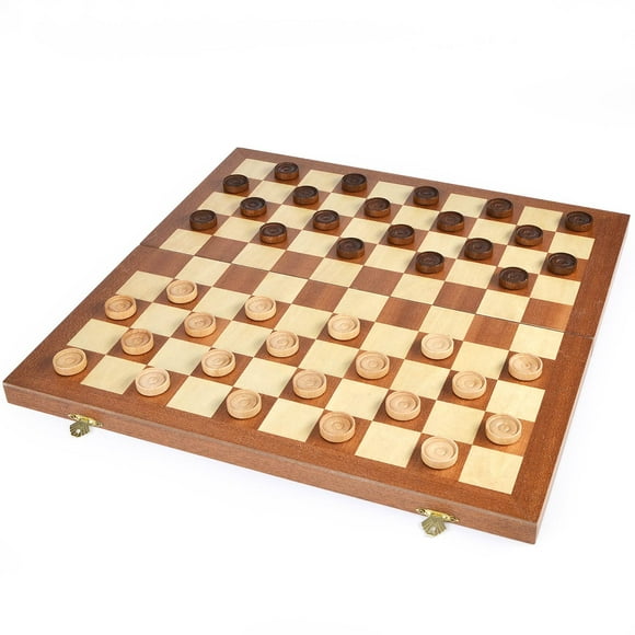 Set de juego VAMSLOVE Checkers plegable de madera de 38 cm con almacenamiento