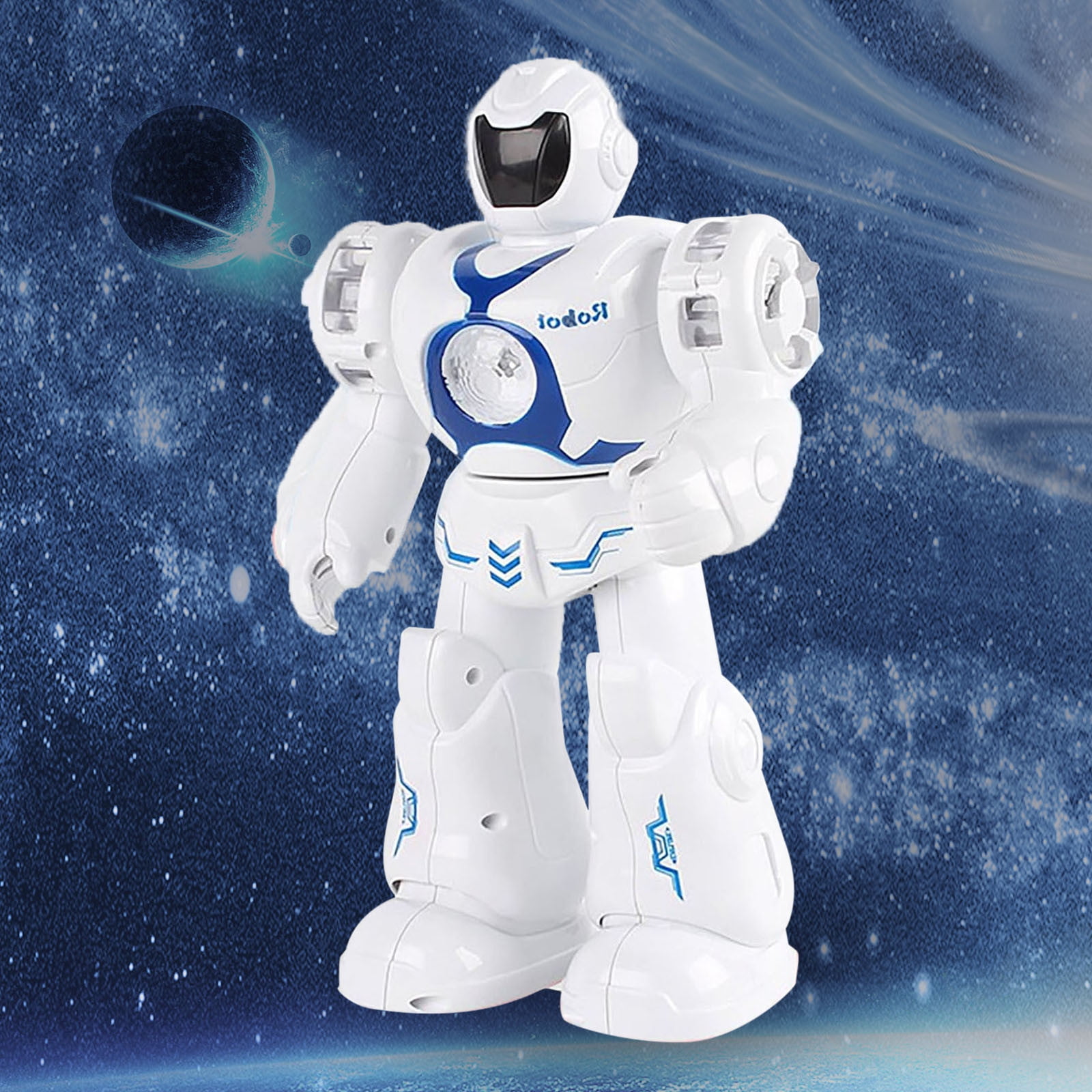 With Sound And Light 360 Rotating Space Robot Model Walking And Moving Mode Cool Light Effect