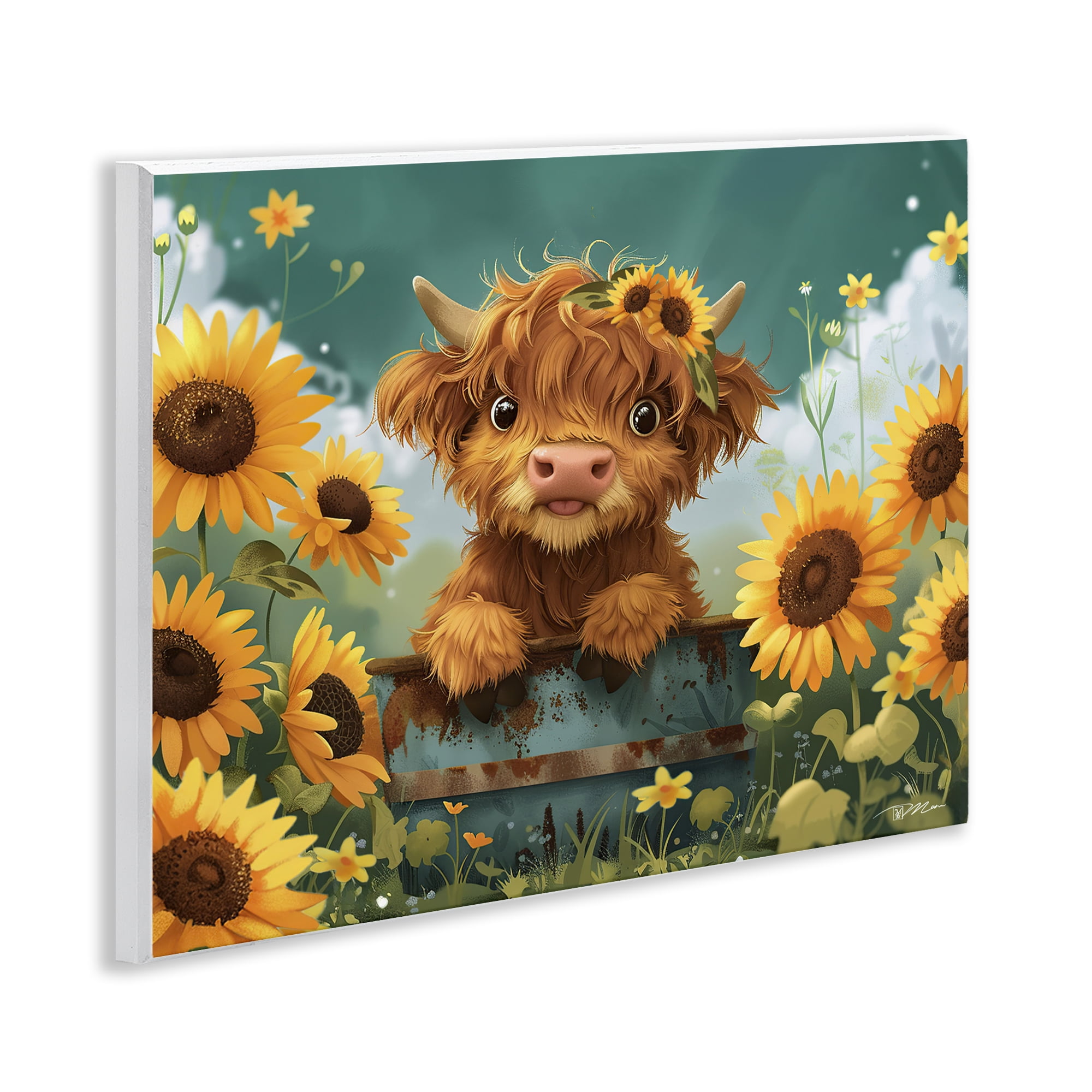 Cute Happy Highland Cow Wall Plaque Art, design by Momart