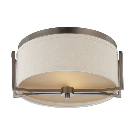 Nuvo 60-4861 - Gemini - 2 Light Flush Dome Fixture w/ Khaki Fabric Shade