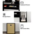 thumbnail image 3 of Small Computer Writing Desk with Drawers, Home Office Desk with Storage Shelves for Home Office Bedroom, Black/Brown, 3 of 6