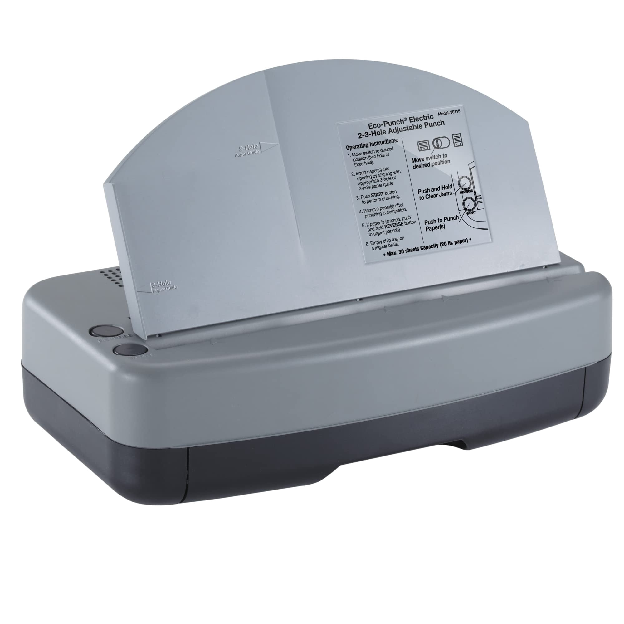 Officemate Electric 2-3 Hole Adjustable Eco-Punch, 30% Recycled, Black/Gray/Green (90115)
