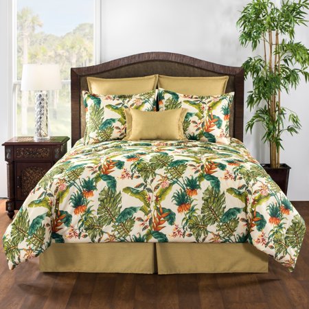 Jamaica Tropical Orange And Green Comforter Set Walmart Com