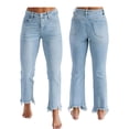 thumbnail image 2 of Women'S Jeans High Waisted Pants Summer Fashion Straight Leg Raw Hem Denim Pants Light Blue XL, 2 of 7