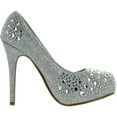 thumbnail image 2 of Top Moda Womens Mango-25 Rhinestone Studded Sparkling Platform Stiletto Heel Dress Pumps, 2 of 4