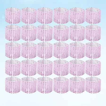 

30PCS Elegant Napkin Ring with 8 Row Rhinestone Pretty Napkin Holder Napkin Buckle Decoration for Wedding Party (Pink)