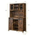thumbnail image 4 of Farmhouse Bar Wine Cabinet with Sliding Barn Doors, Coffee Liquor Cabinets with Storage Shelves and Glasses Rack for Kitchen, Dining Room, 4 of 9