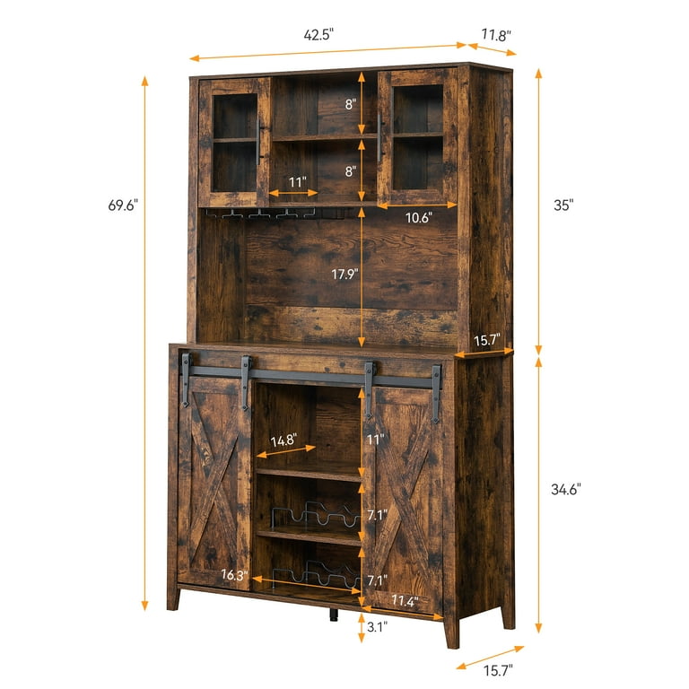 Rustic buffet table with wine rack sale