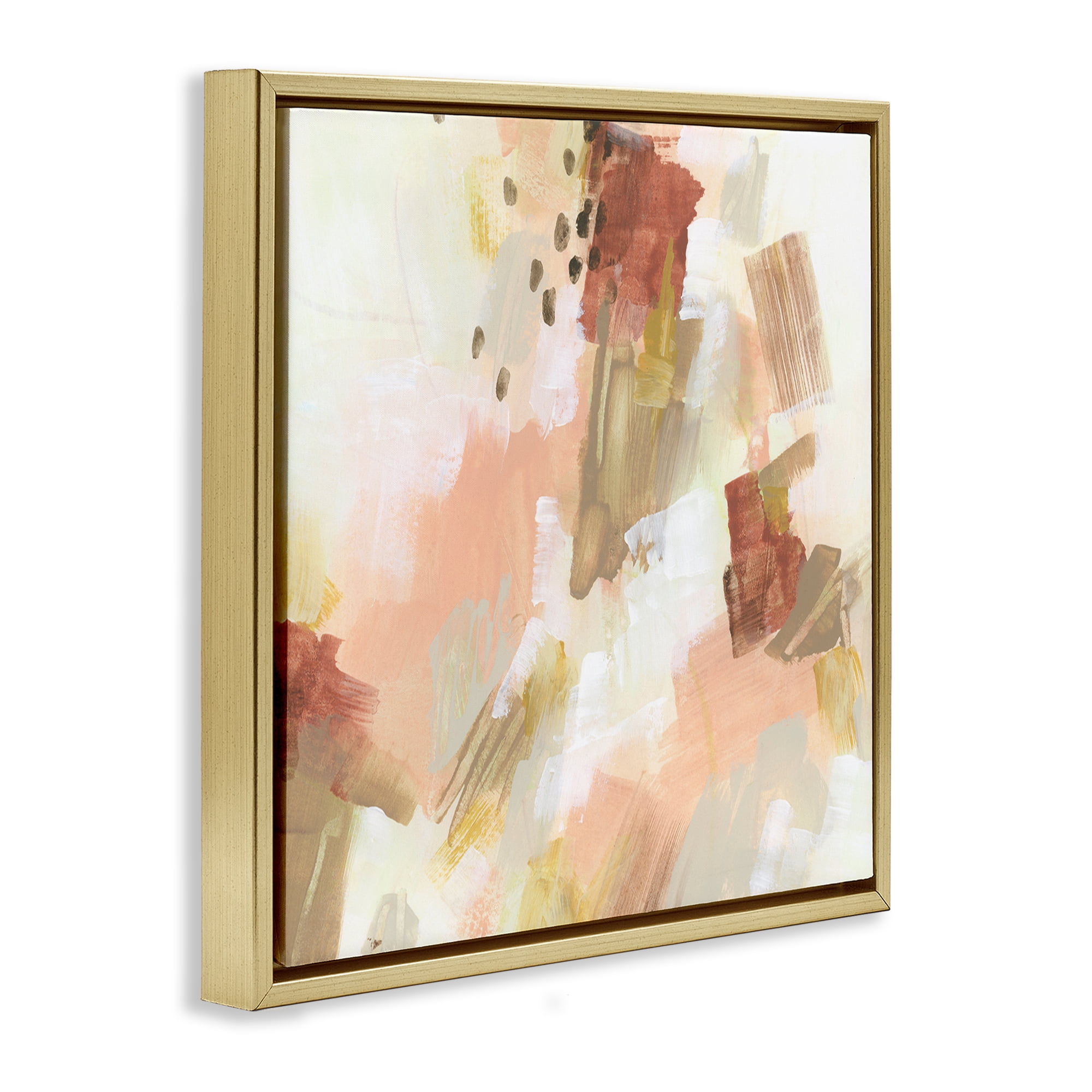 Stupell Industries Boho Speckled Abstract Abstract Painting Gold Floater Framed Canvas Art Print Wall Art, 18 x 18
