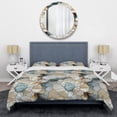thumbnail image 3 of Designart "Harmonious Teal And Grey Marble Essence" Marble Bedding Covert Set - Glam Bed Set With 2 Shams, 3 of 5