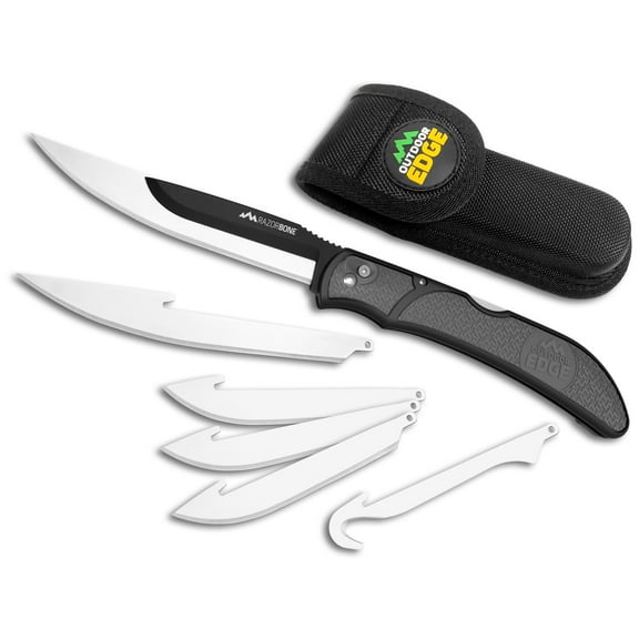 Outdoor Edge Razorbone Pocket Knife 3.5" Drop Point 420J2 Stainless Blade TPR Overmold Handle Gray